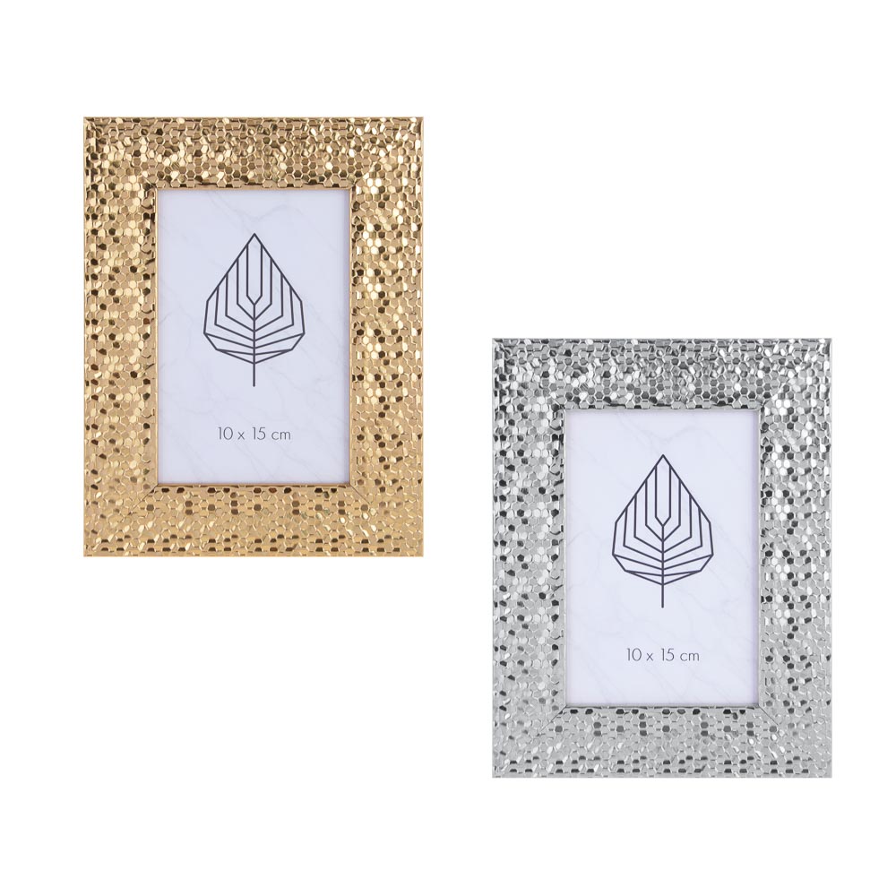 Фоторамка, 10х15 см, полистирол, 2 дизайна, золото и серебро, арт.№ 520-809