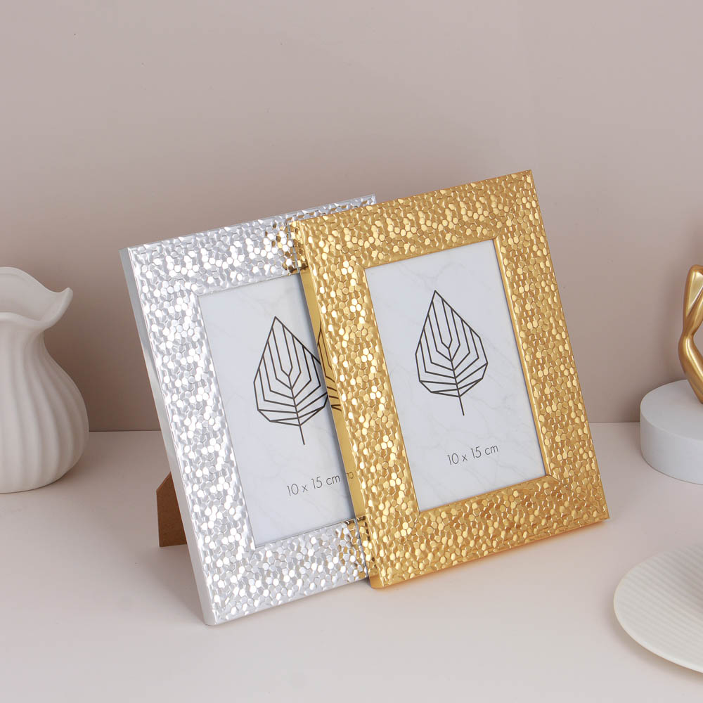 Фоторамка, 10х15 см, полистирол, 2 дизайна, золото и серебро, арт.№ 520-809