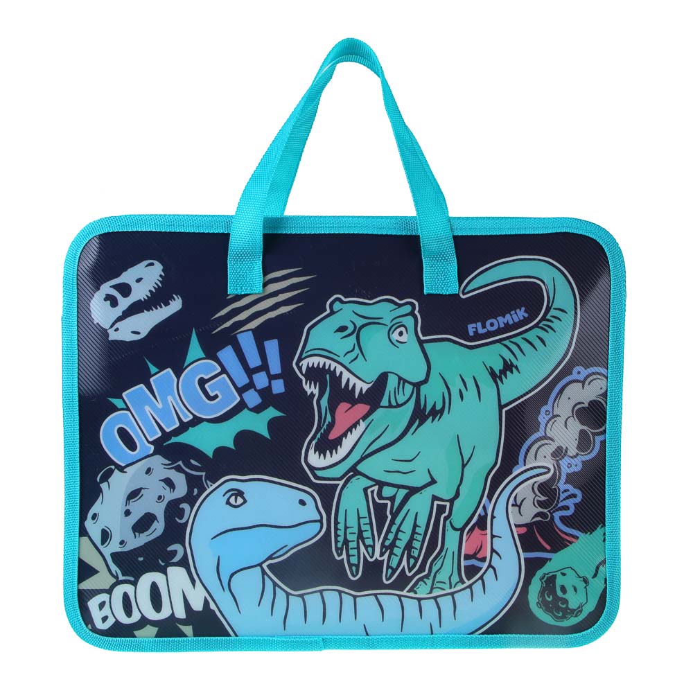 Древний Мир Папка для тетрадей 33,5x26см, для A4, расширение, молния сверху, ручки, пластик, арт.№ 236-003