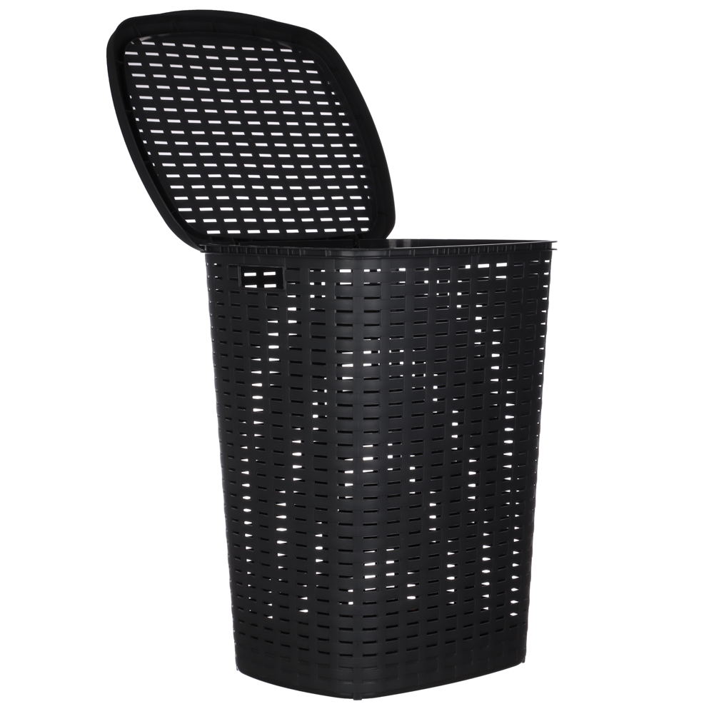 Корзина для белья с откидной крышкой, 50 л, 43х35х53 см, пластик, графит, арт.№ 402-021