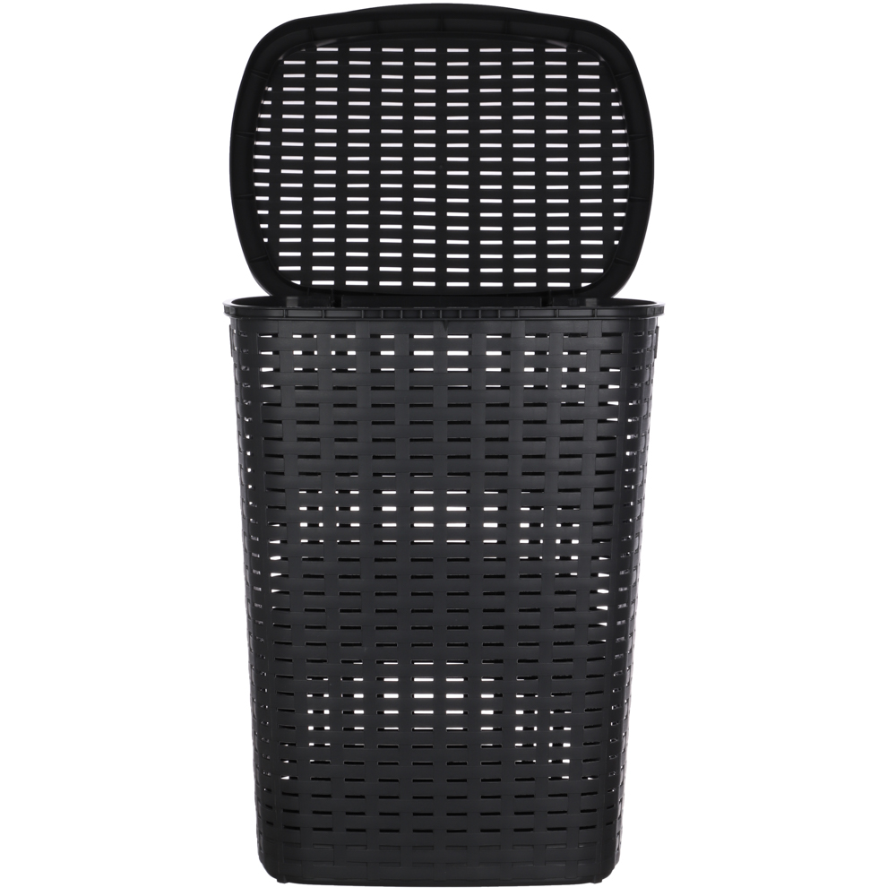 Корзина для белья с откидной крышкой, 50 л, 43х35х53 см, пластик, графит, арт.№ 402-021