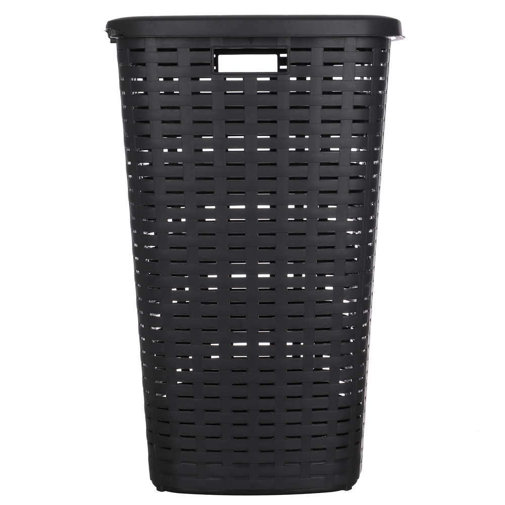 Корзина для белья с откидной крышкой, 50 л, 43х35х53 см, пластик, графит, арт.№ 402-021