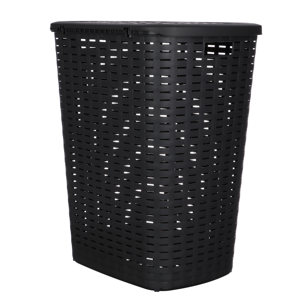 Корзина для белья с откидной крышкой, 50 л, 43х35х53 см, пластик, графит, арт.№ 402-021