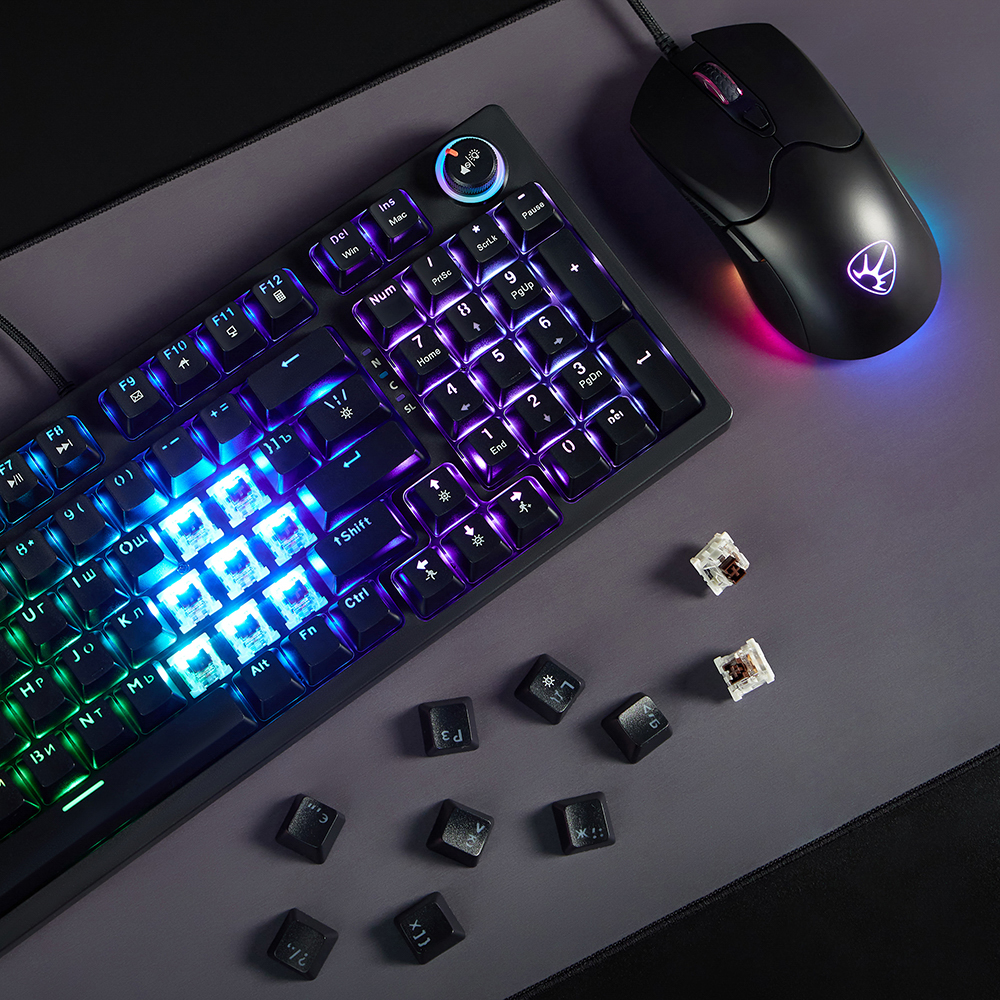 Игровая клавиатура проводная BY Scutum FULL SIZE механическая, 96 кл., Outemu "Brown", RGB, 2м, арт.№ 405-074