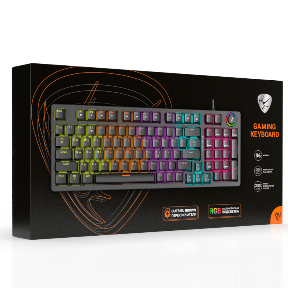 Игровая клавиатура проводная BY Scutum FULL SIZE механическая, 96 кл., Outemu "Brown", RGB, 2м, арт.№ 405-074