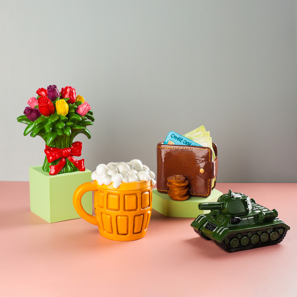 Копилка, полистоун, 12-15 см, 4 дизайна, арт.112, арт.№ 511-234