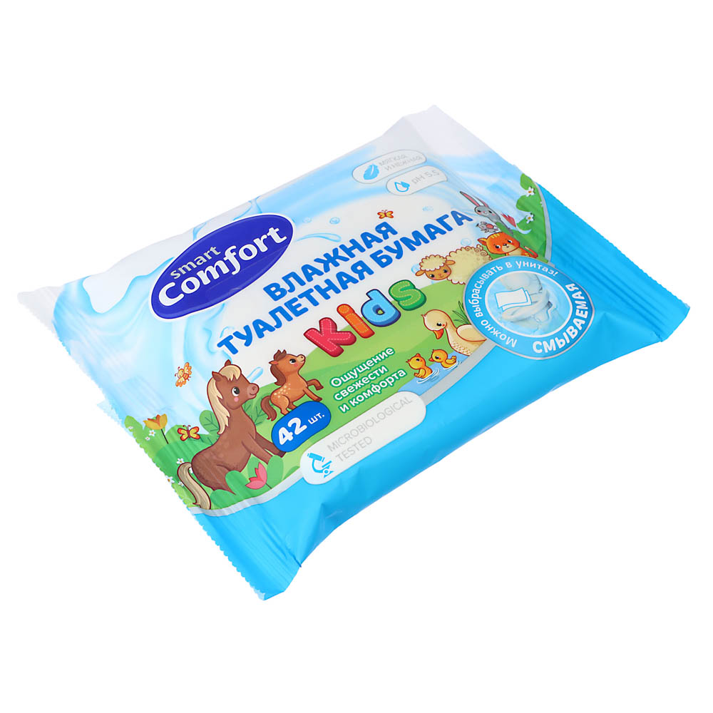 Туалетная бумага влажная Comfort smart KIDS с ромашкой, 42 шт, арт.№ 914-049