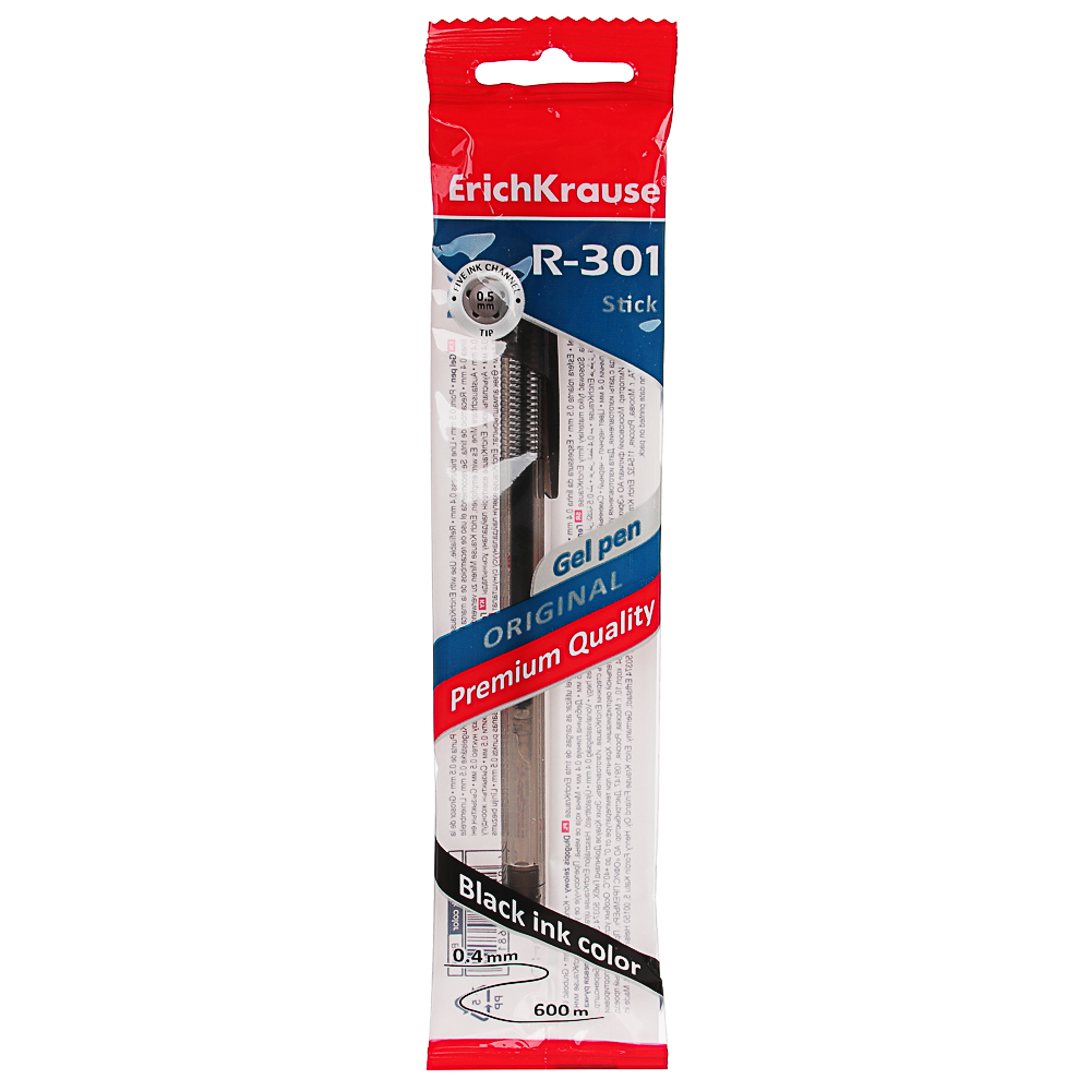 Erich Krause Ручка гелевая "R-301 Ориджинал Джел", цвет синий / черный, 1шт. в пакете, 46818 / 46819, арт.№ 614-059