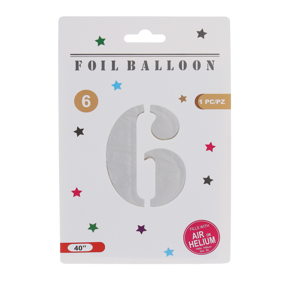 Шар воздушный фольгированный "Цифра" тм Fntastic, 40", серебристый, микс, арт.№ 518-257