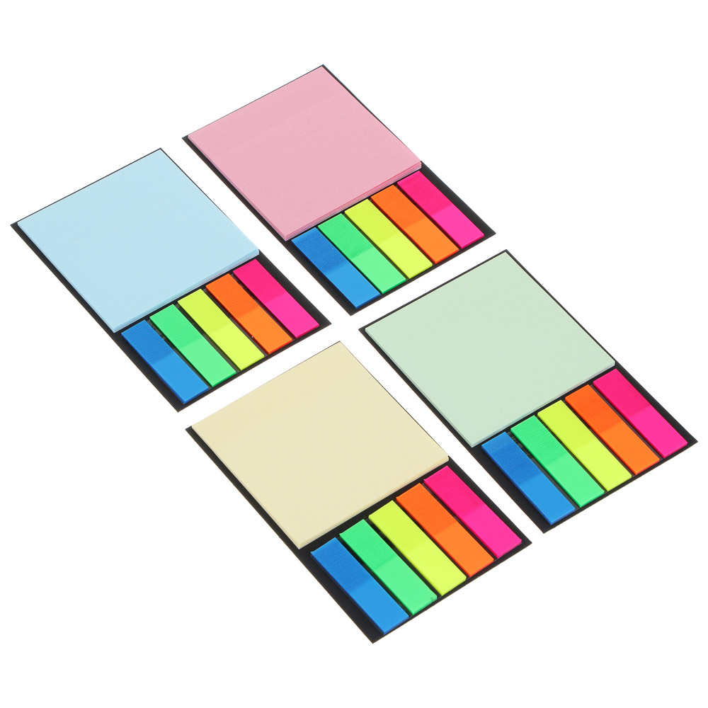 Набор (листочки самоклеющиеся и закладки), бумага, полиэтилен, 13х8см, 4 цвета, арт.№ 526-422