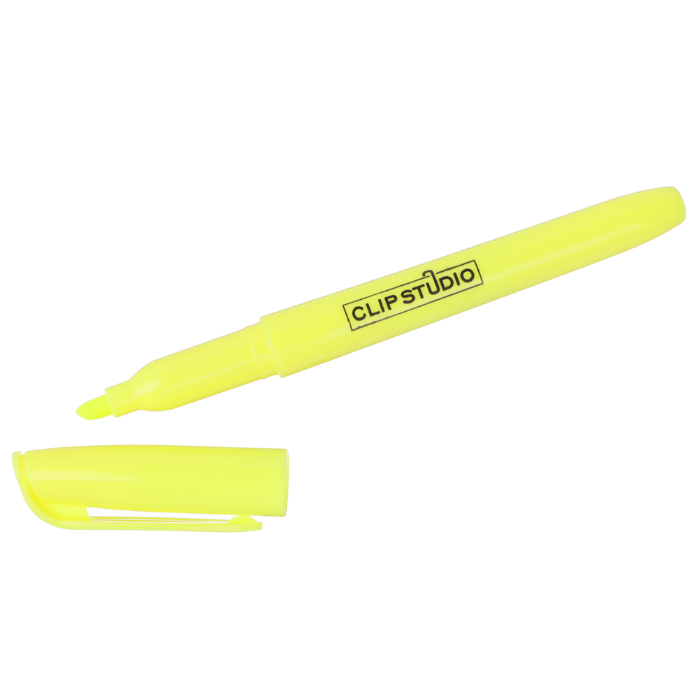 Маркер-выделитель желтый, круглый корпус, скошенный наконечник, линия 4мм, арт.№ 526-494