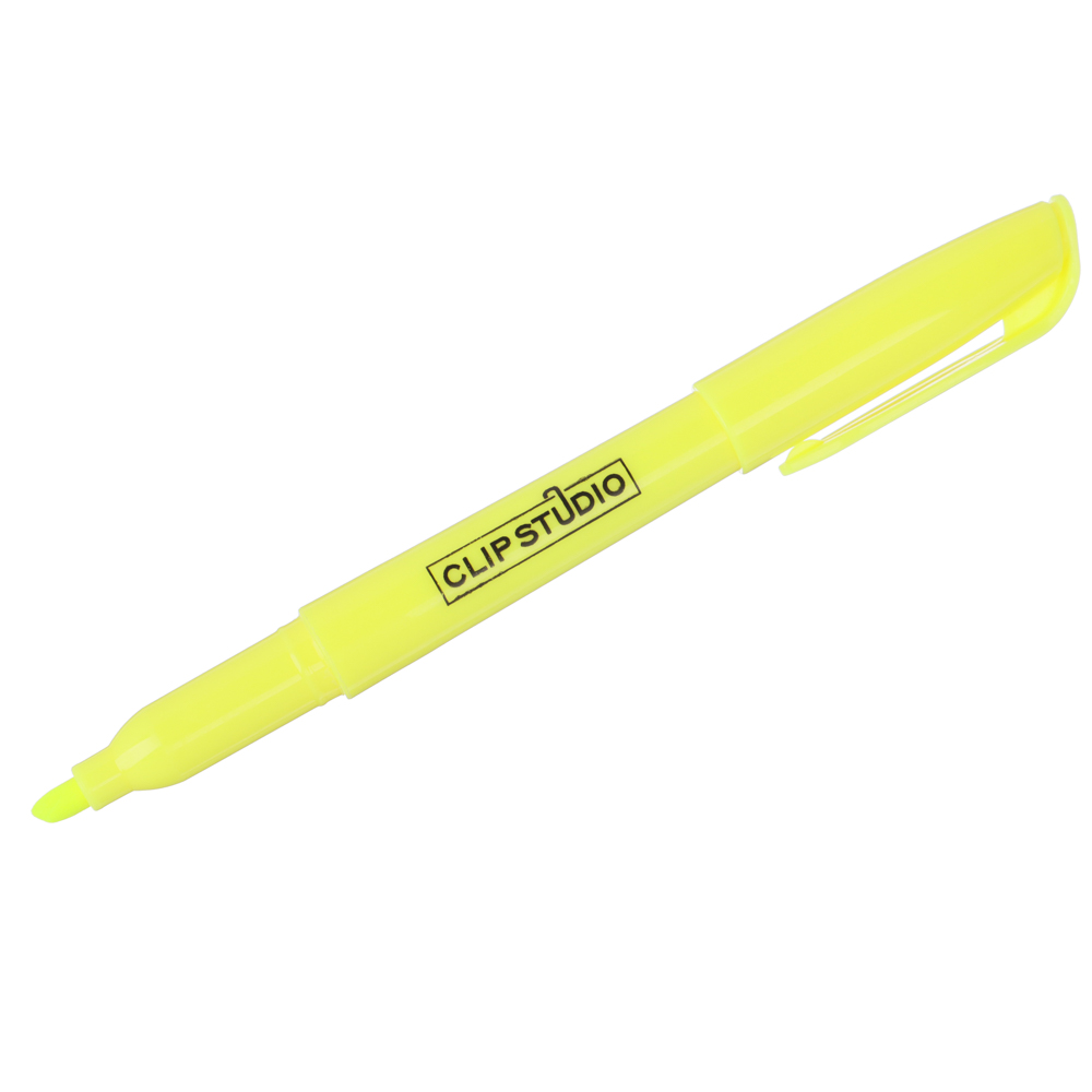 Маркер-выделитель желтый, круглый корпус, скошенный наконечник, линия 4мм, арт.№ 526-494