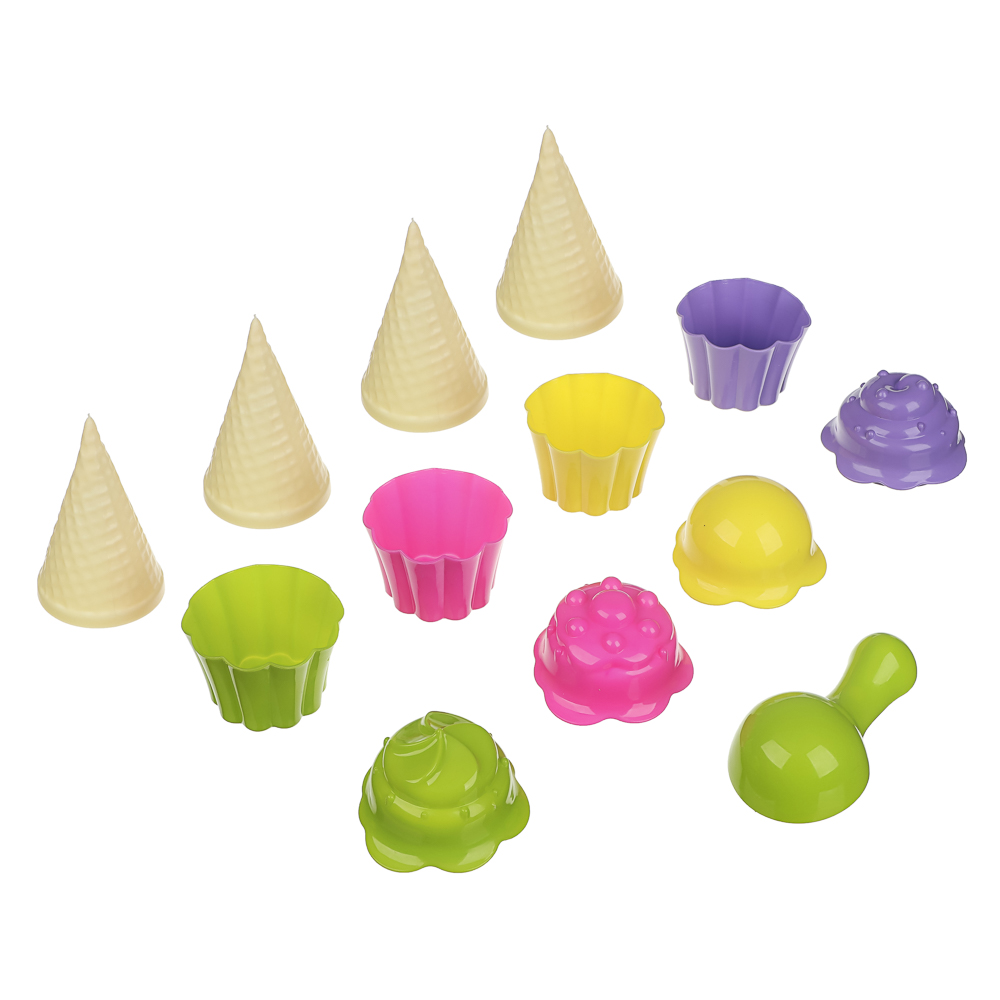Набор формочек "Мороженое", ИГРОЛЕНД, 13 предметов, пластик, игрушка для детей 3+, арт.№ 430-001