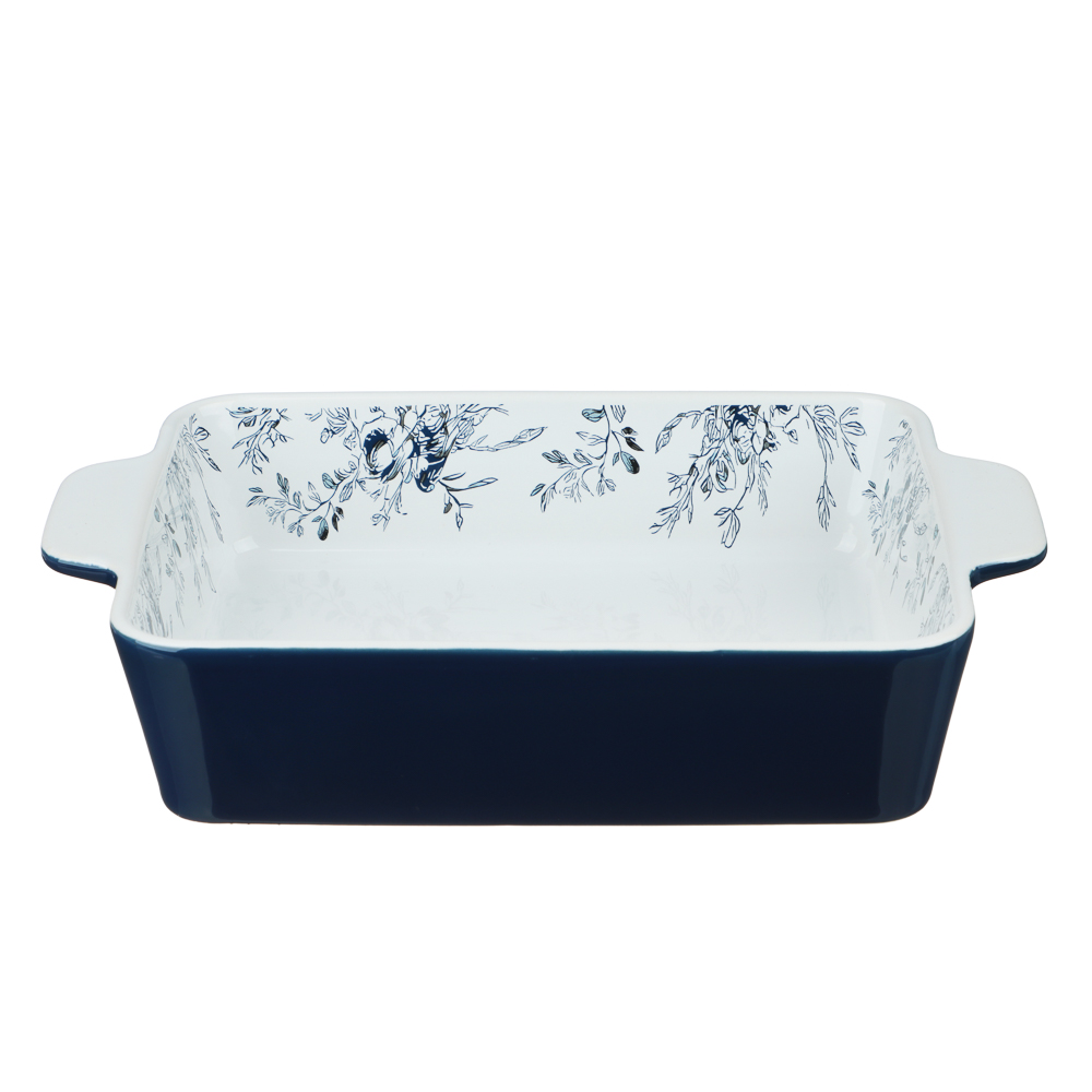 Форма для запекания и сервировки прямоугольная 28,2х19,5х5,8см тм MILLIMI цветы, керамика, арт.№ 826-006