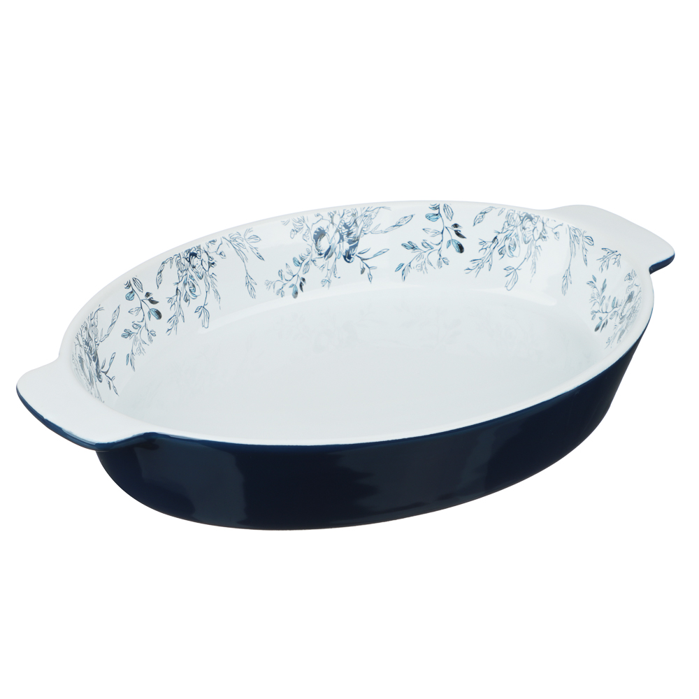 Форма для запекания и сервировки овальная 31х20,5х5см тм MILLIMI цветы, керамика, арт.№ 826-007