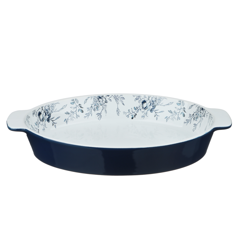 Форма для запекания и сервировки овальная 31х20,5х5см тм MILLIMI цветы, керамика, арт.№ 826-007