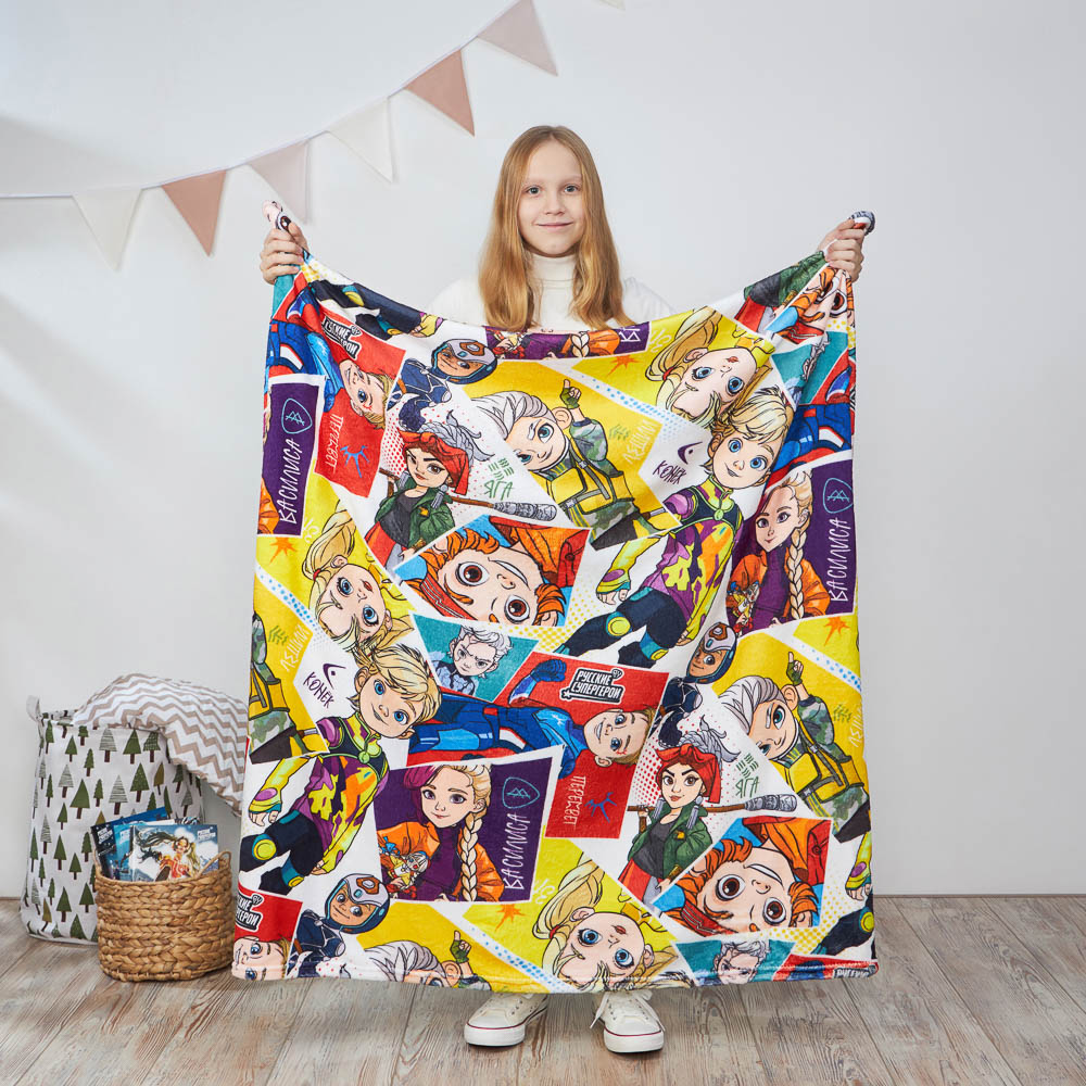 BY Русские супергерои Плед микрофибра, 130х150см, 240гр/м, комиксы, арт.№ 486-041