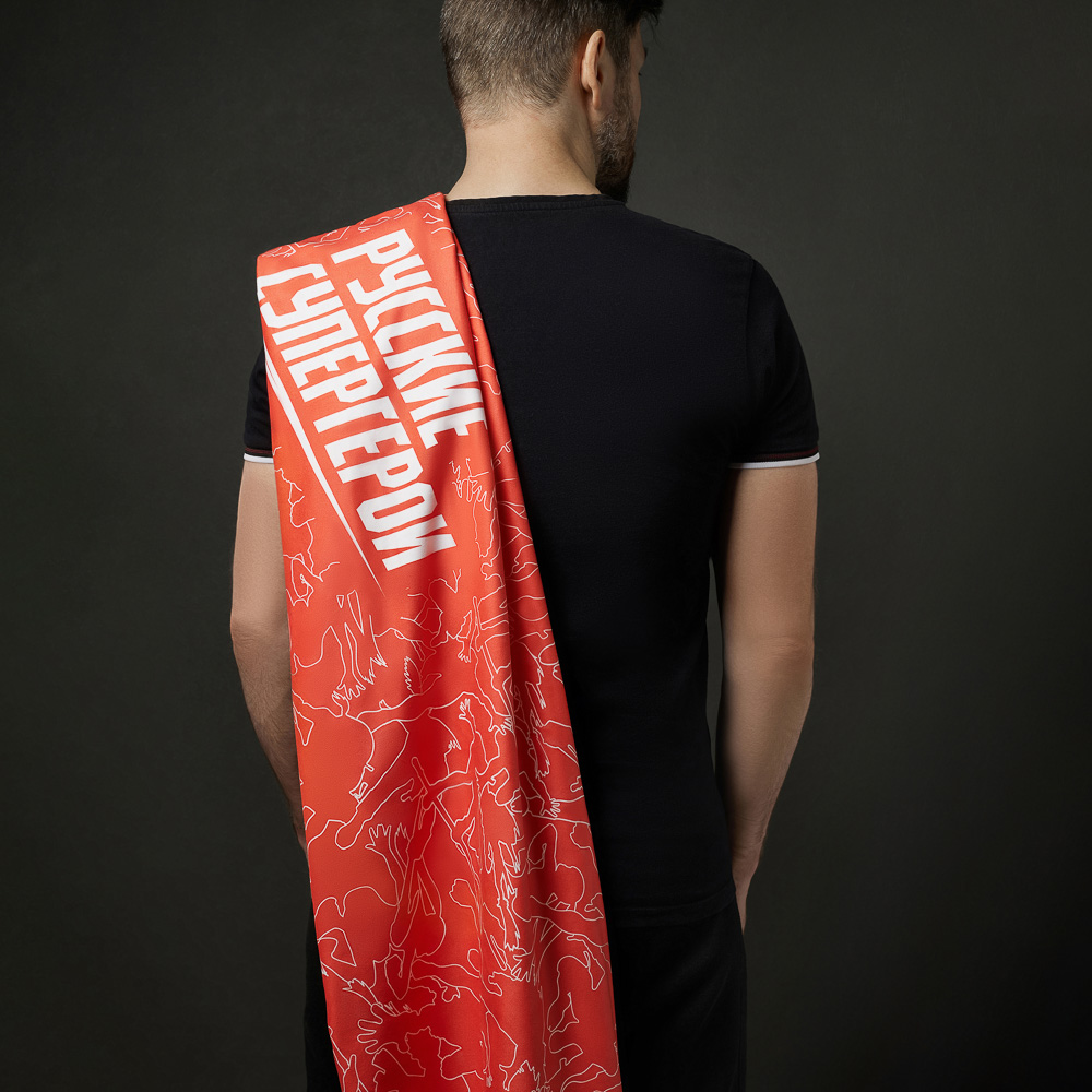 BY Русские супергерои Полотенце быстросохнущее из микрофибры 70х150см, 200гр/м, красный, арт.№ 484-170