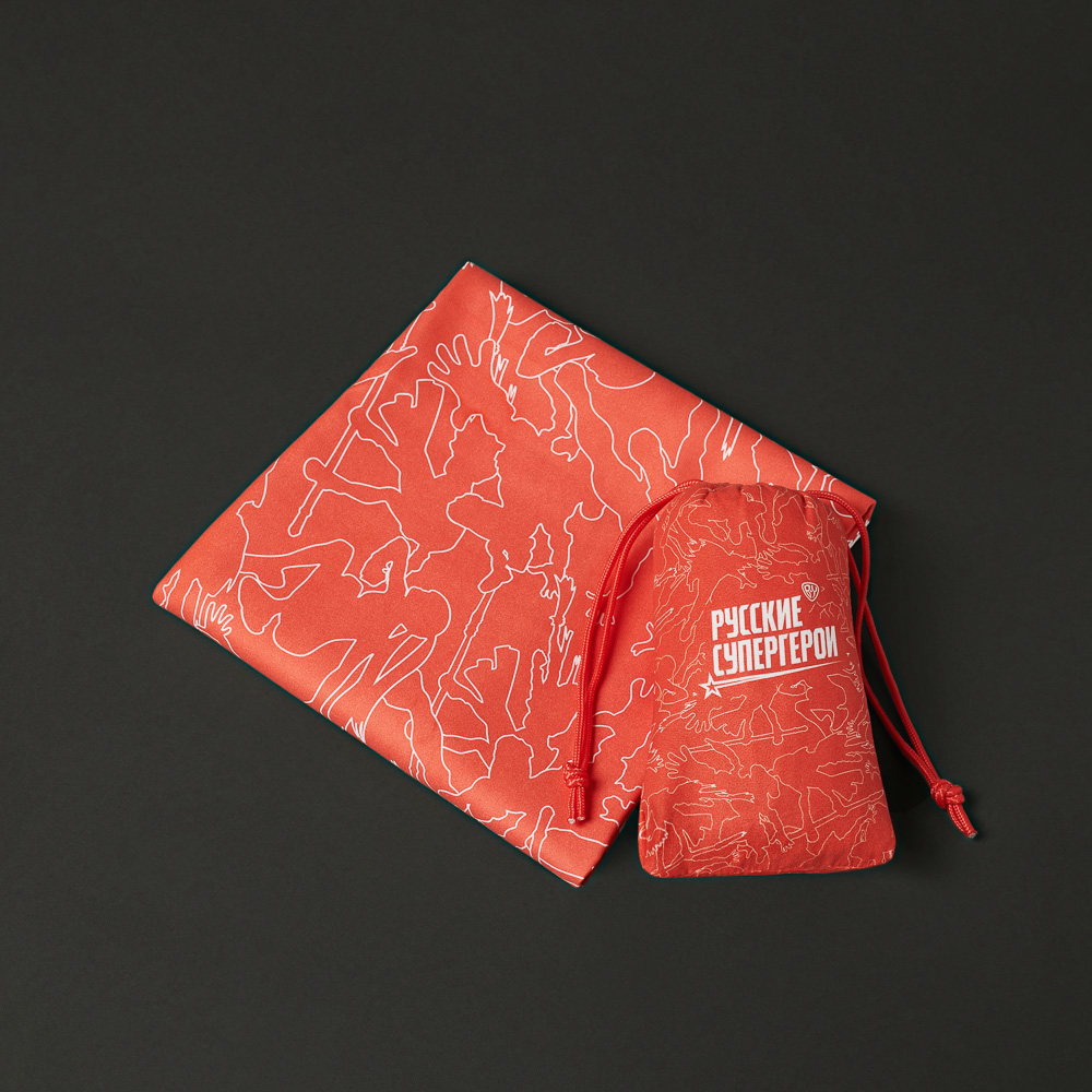 BY Русские супергерои Полотенце быстросохнущее из микрофибры 70х150см, 200гр/м, красный, арт.№ 484-170