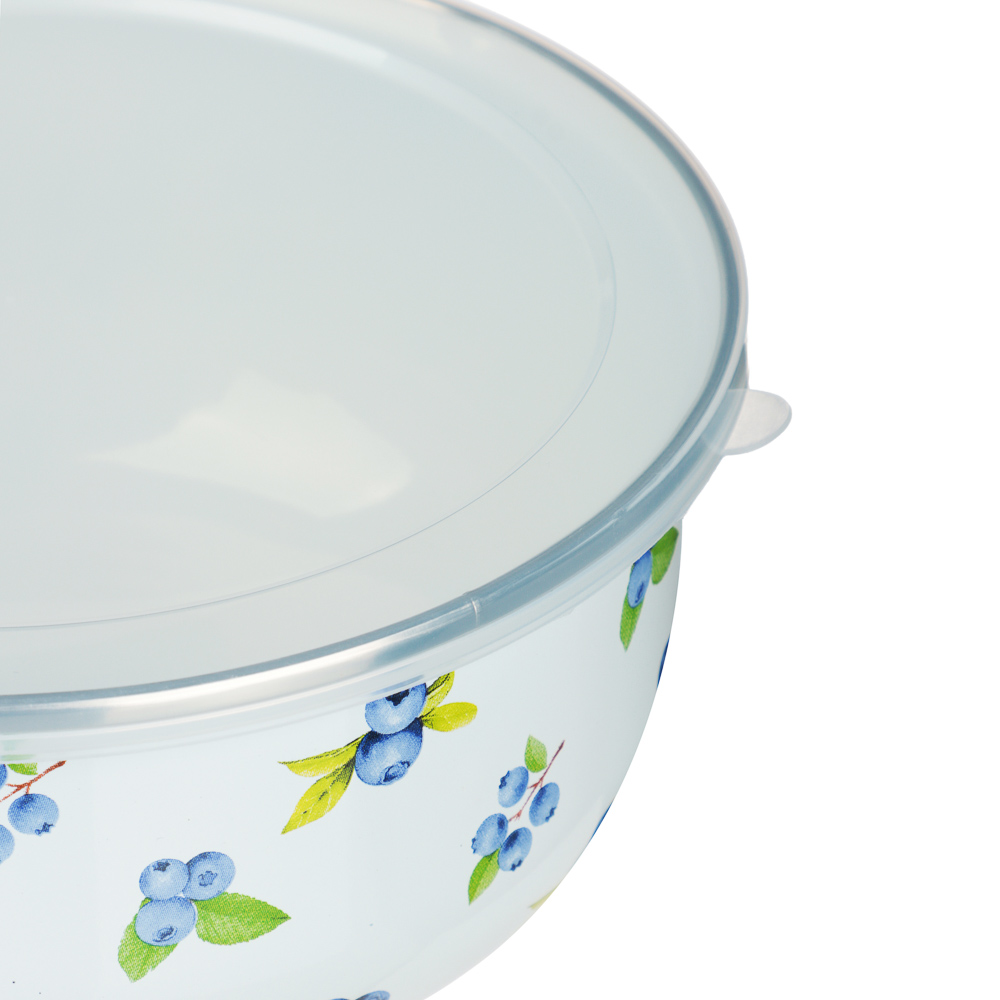 Набор эмалированных салатников с крышками, 6пр. (14/16/18см, 0,7/1,1/1,4л) "Голубика", арт.№ 894-532