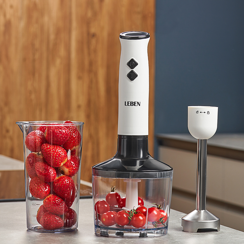 LEBEN Блендер погружной 200Вт, чоппер 400 мл, мерный стакан 1000 мл, 2 скорости, нерж.сталь, арт.№ 269-003