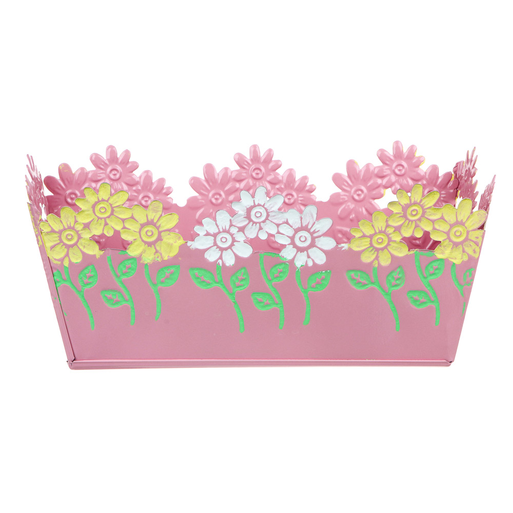 INBLOOM Кашпо прямоугольное цветочный край 22х10х9см, металл, арт.№ 164-313