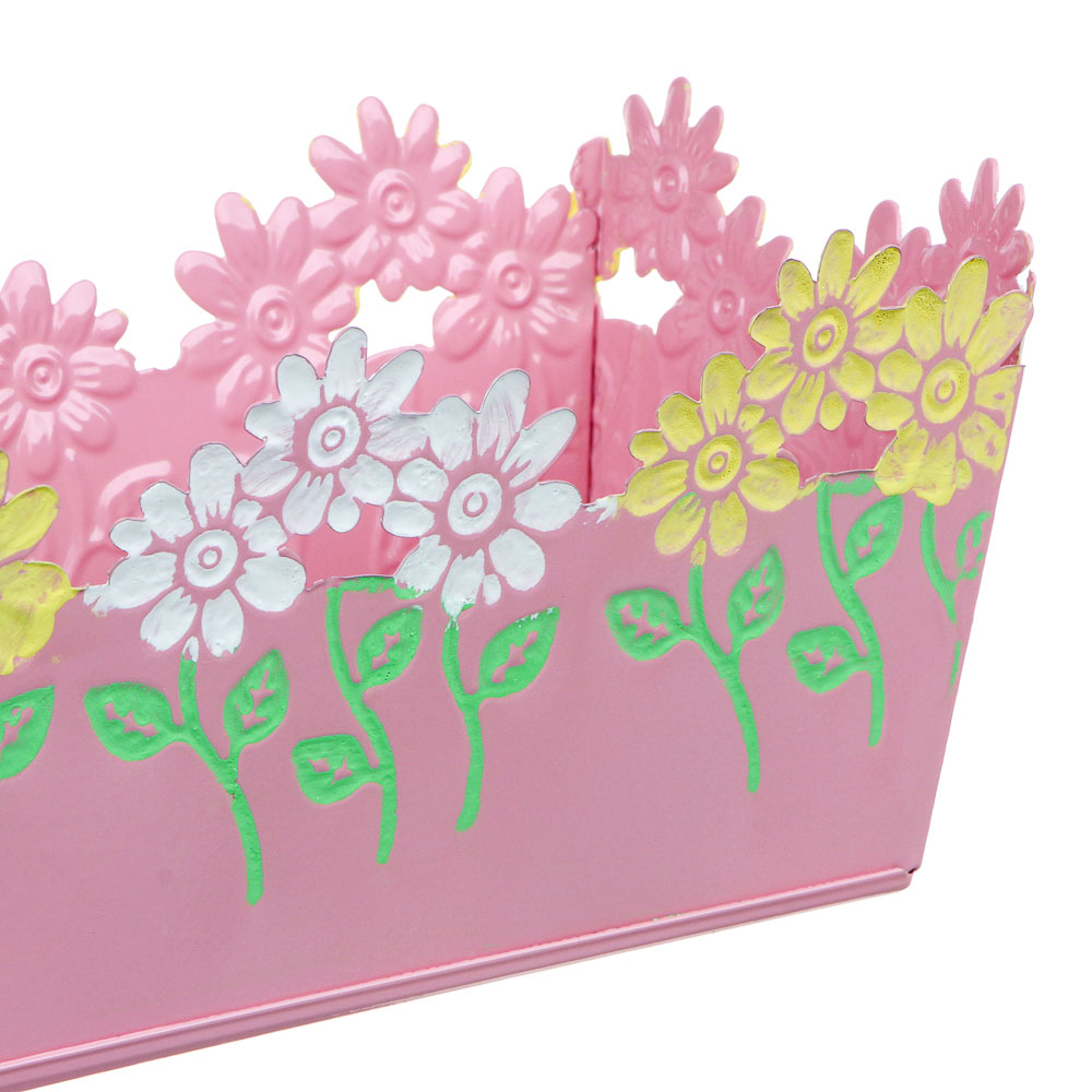 INBLOOM Кашпо прямоугольное цветочный край 22х10х9см, металл, арт.№ 164-313