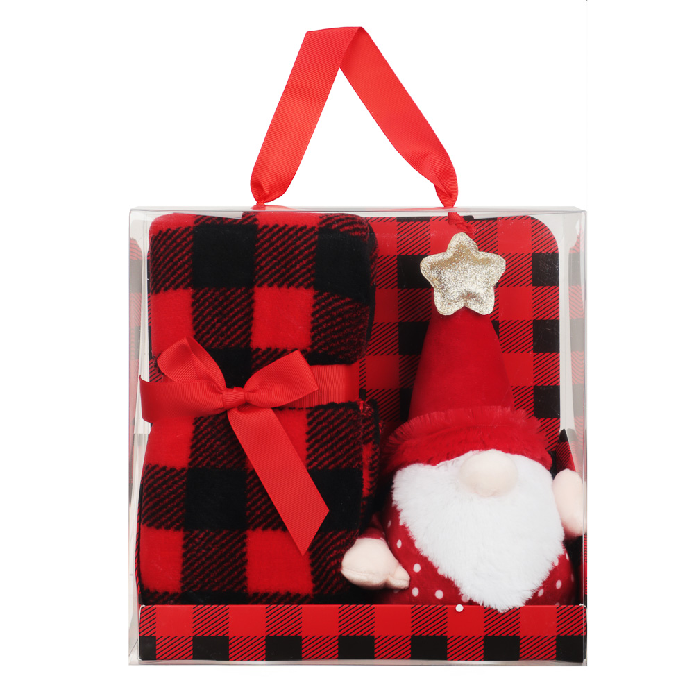 PROVANCE Фелиз Плед с сувениром, 75х90см, 100% полиэстер, красный, арт.№ 492-233