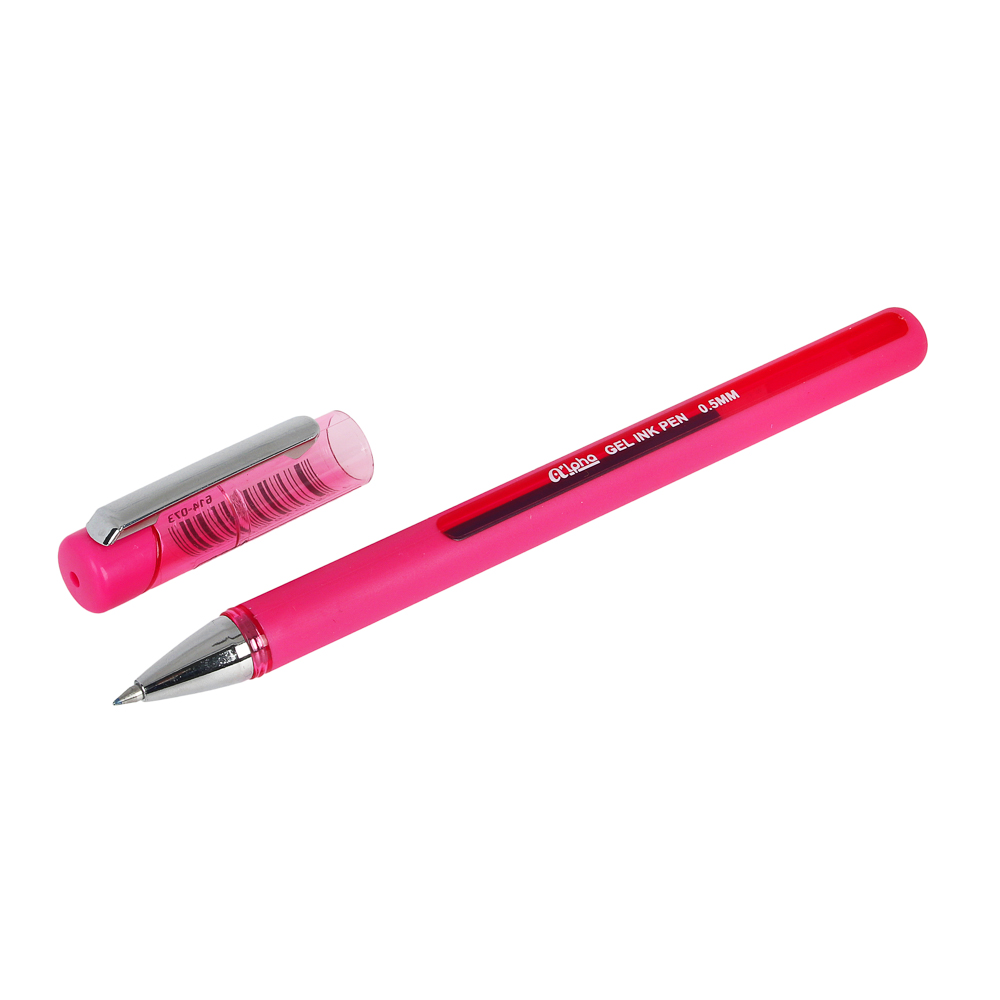 Ручка гелевая синяя "Альфа", 2хслойный прорезин.корпус, 0,5мм, 6 цв.корпуса, пластик, арт.№ 614-073