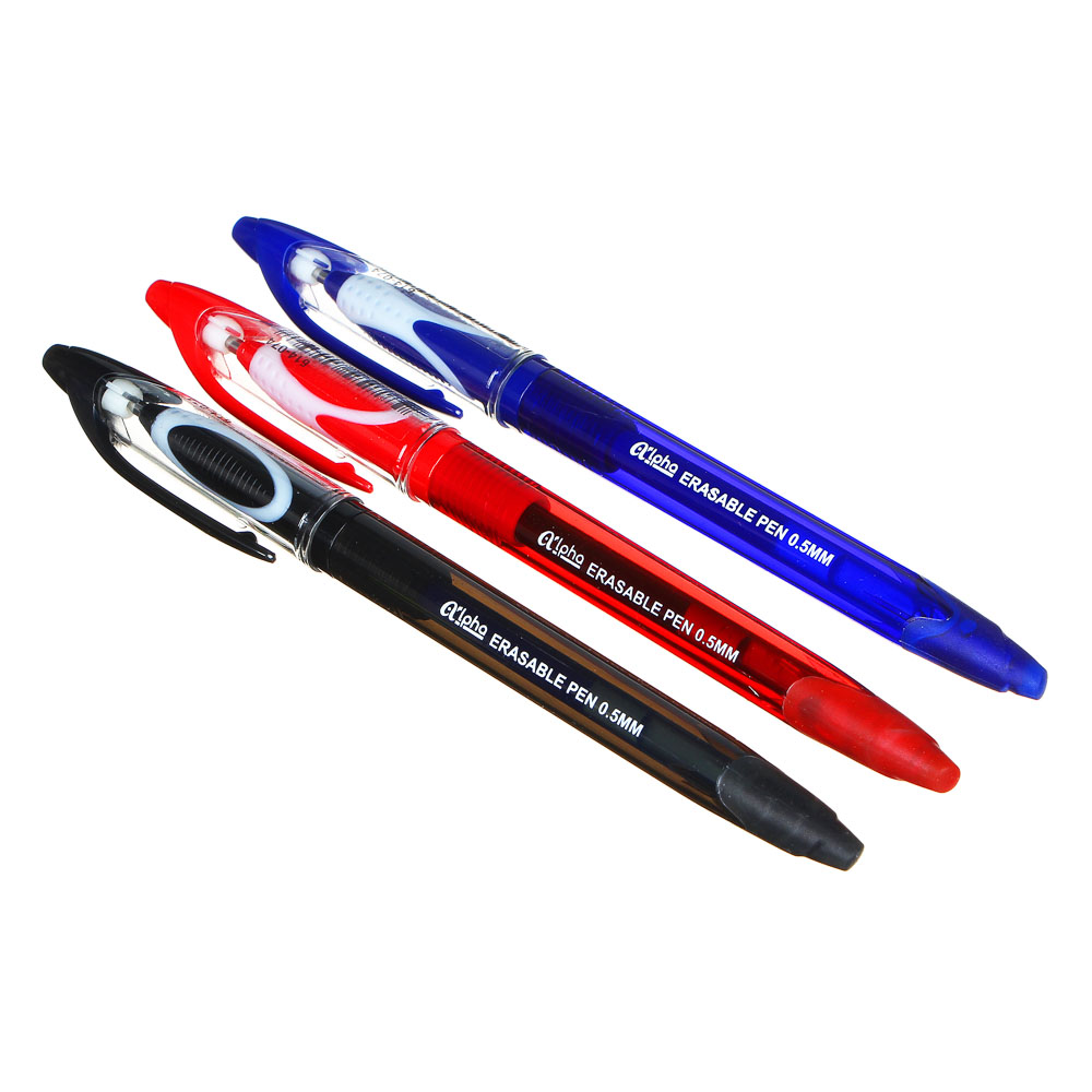 Ручка гелевая "пиши - стирай" синяя "Альфа", 2х-слойный прорезин. держатель, 0,5мм, пластик, арт.№ 614-074