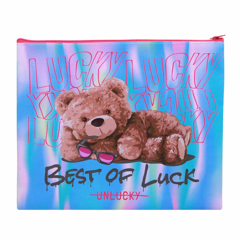 СЧАСТЛИВЫЙ МИШКА Папка для тетрадей 24x20см, для A5, молния сверху, искусственная кожа с печатью, арт.№ 236-099