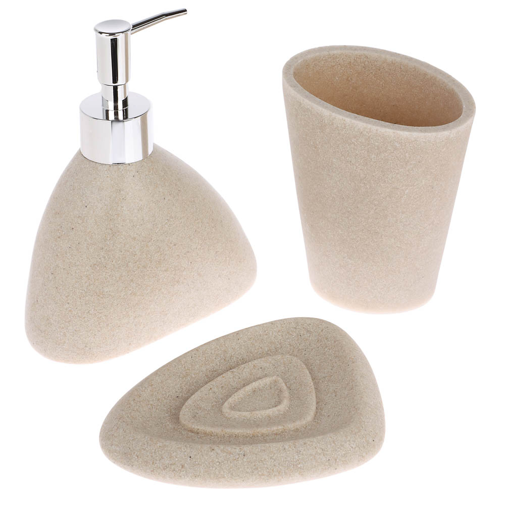 Диспенсер для жидкого мыла тм VETTA Дюна, 300мл, смола (полирезин), бежевый, 13x8x15,5см, арт.№ 463-564