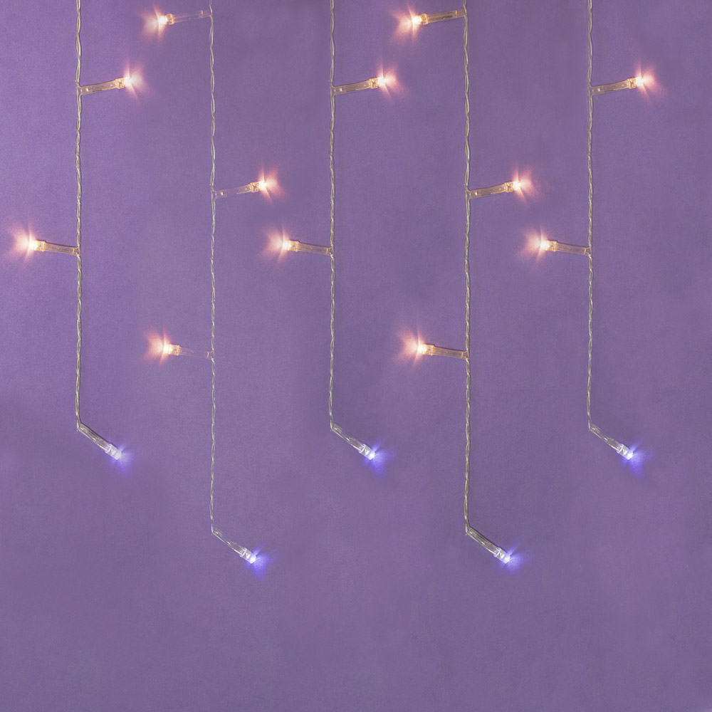 Гирлянда бахрома 3x0.5x0,7 м СНОУ БУМ, 96 LED ламп, постоянное свечение шампань, ПВХ прозрачный, коннектор, 220В, арт.№ 382-041