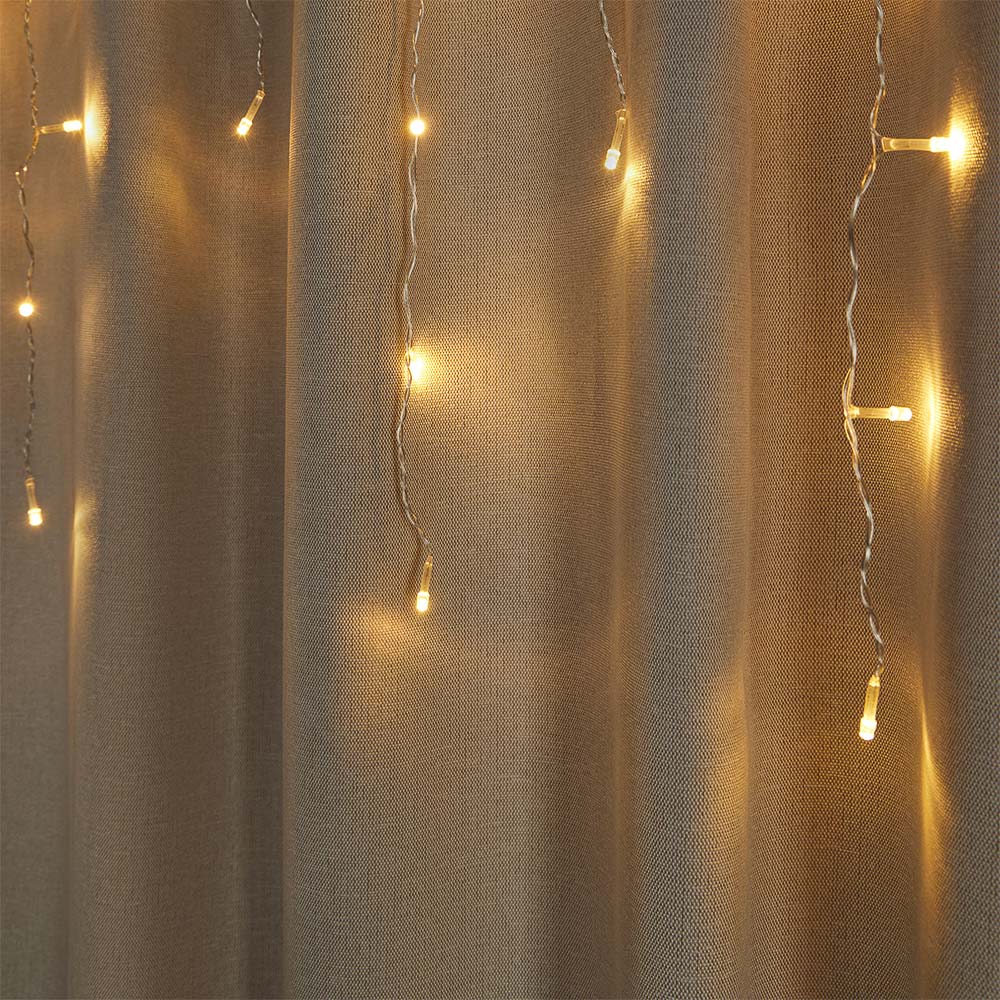 Гирлянда бахрома 3x0.5x0,7 м СНОУ БУМ, 96 LED ламп, постоянное свечение шампань, ПВХ прозрачный, коннектор, 220В, арт.№ 382-041