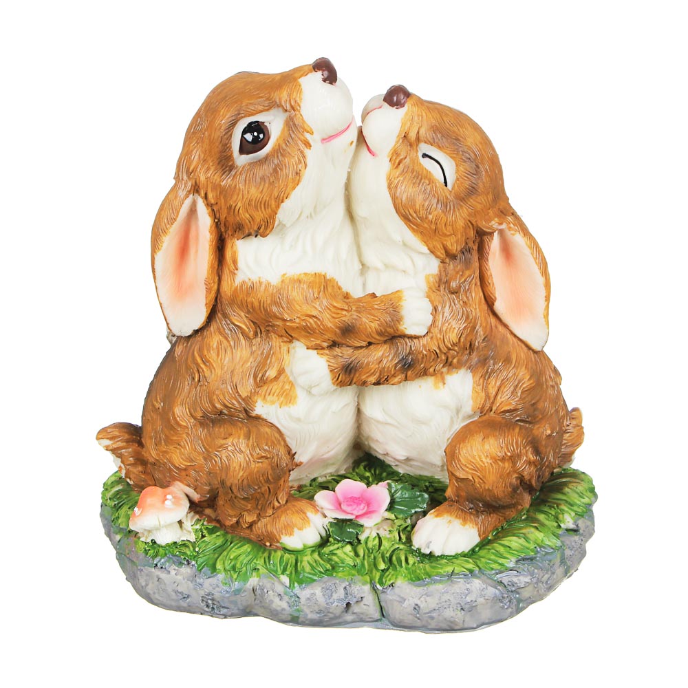 INBLOOM Фигура садовая "Пара зайцев, лягушка, ежик", h21-24см, полистоун, 3 дизайна, арт.№ 162-181