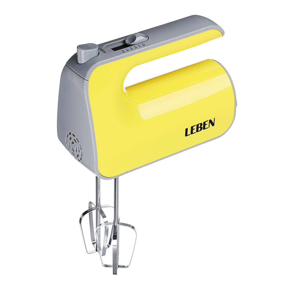 LEBEN Миксер электрический 300 Вт, 5 скоростей, жёлтый, арт.№ 269-001