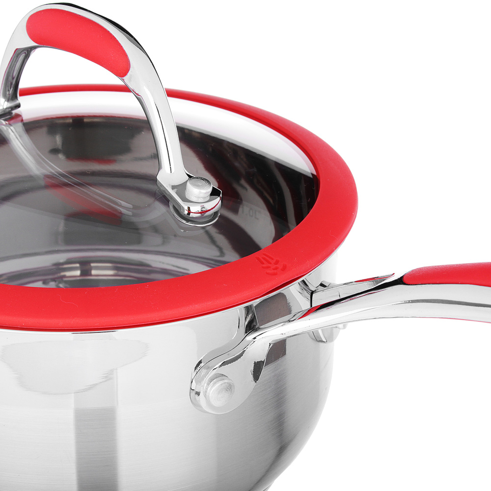 SATOSHI Венрай Ковш 16х9см 1,6л, со стекл. крышкой, индукция, нерж. сталь, арт.№ 822-158