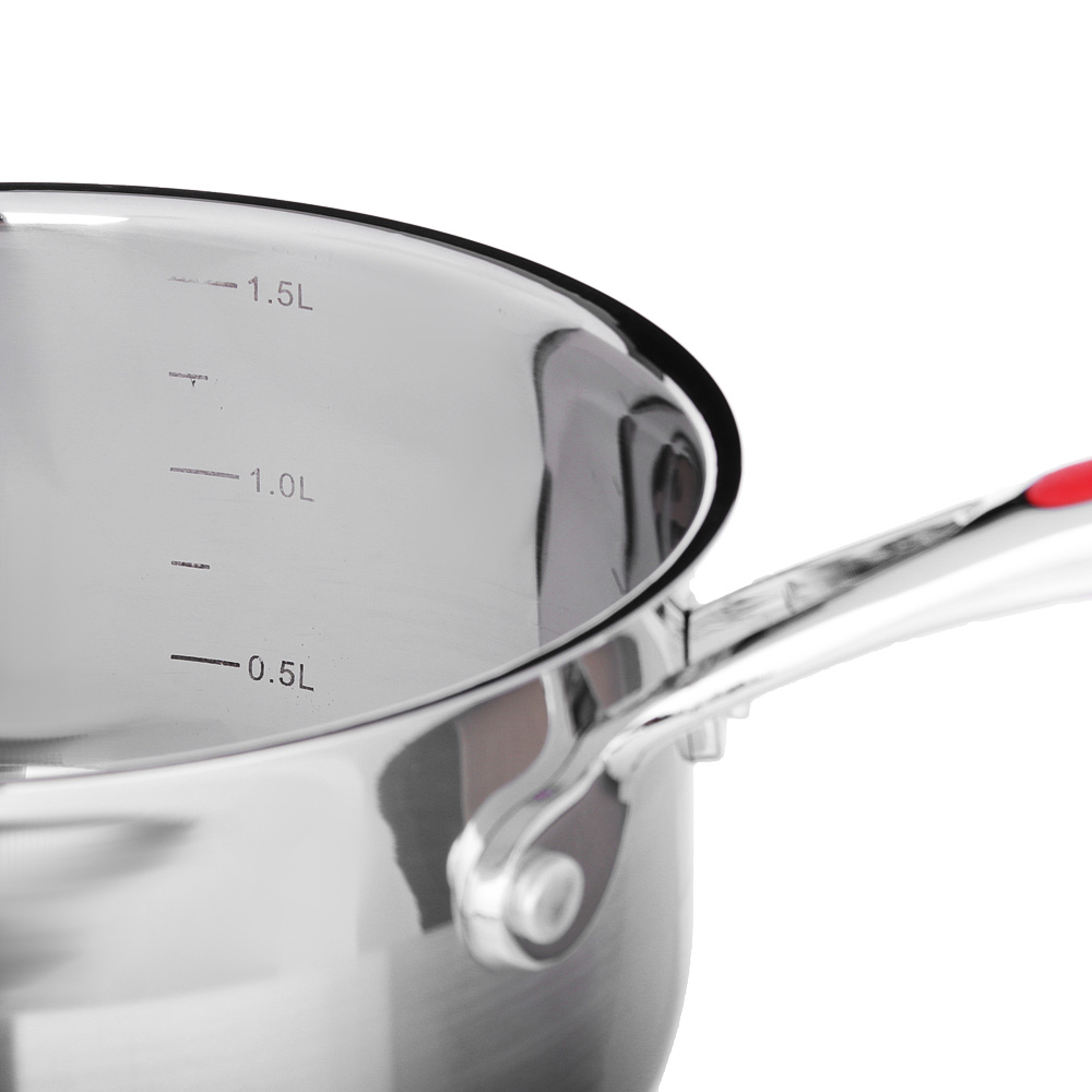 SATOSHI Венрай Ковш 16х9см 1,6л, со стекл. крышкой, индукция, нерж. сталь, арт.№ 822-158