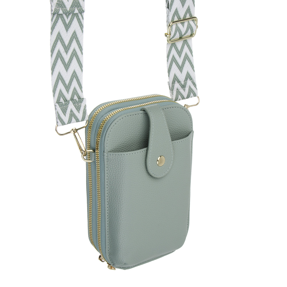 Сумка кроссбоди на декоративном ремне тм ЮL Zigzag, ПУ, металл, 19,5х12 см, 3 цвета, арт.№ 337-236