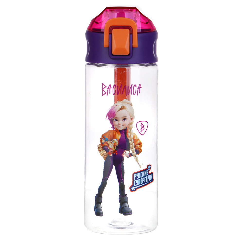 BY Русские Супергерои Бутылка спортивная, 7.3x21.3см, 600мл,"Василиса", PC, PP, арт.№ 088-014