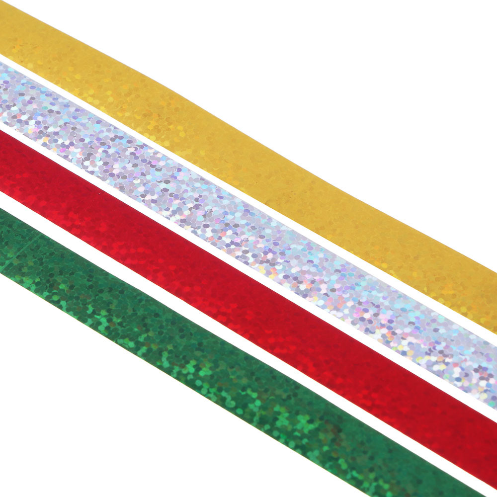Лента подарочная голография разноцветная, полипропилен, 12мм, набор 4шт*3м, арт.№ 505-133
