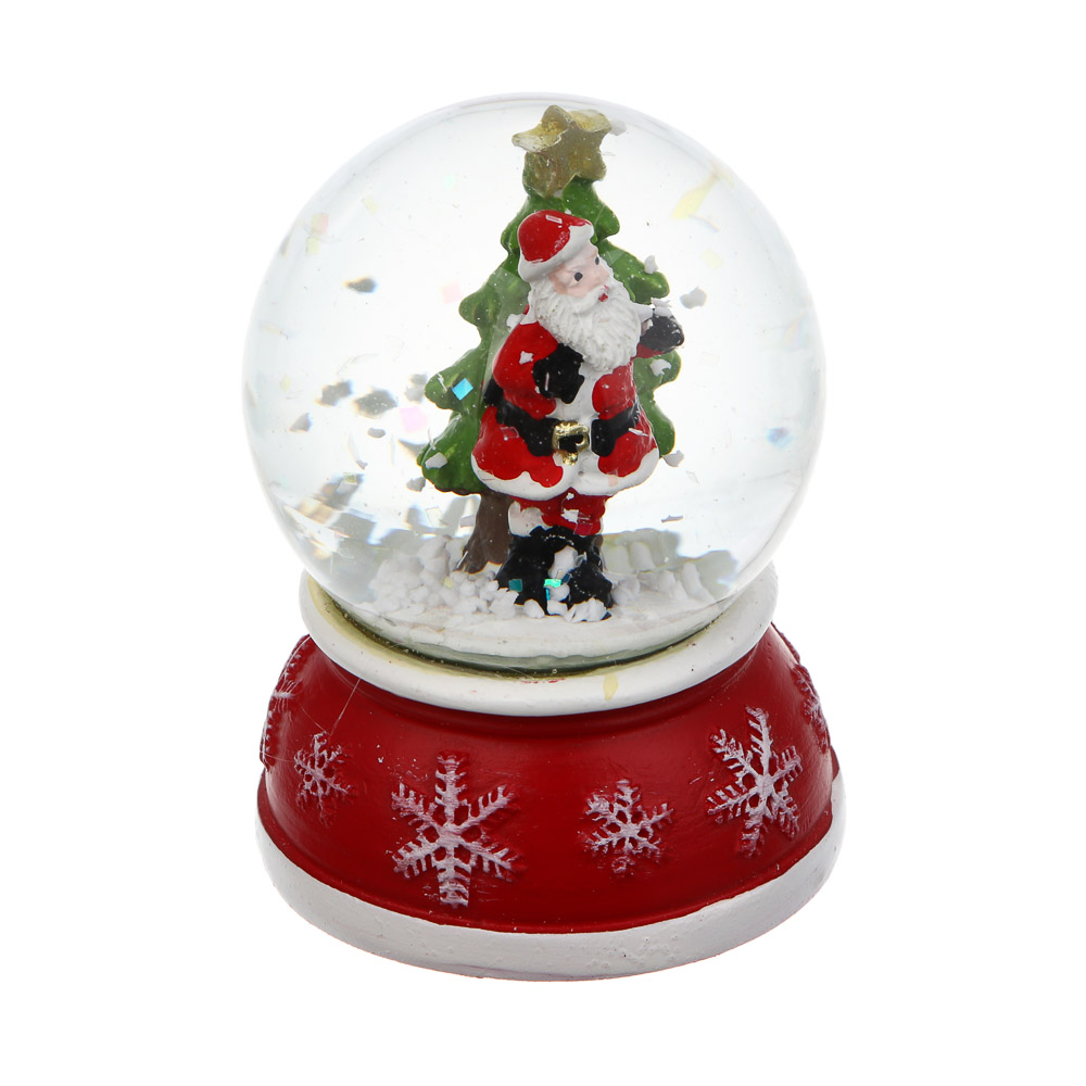СНОУ БУМ Снежный шар Дед Мороз с елкой 4,7x6,1 см, полистоун, стекло, арт.№ 770-100