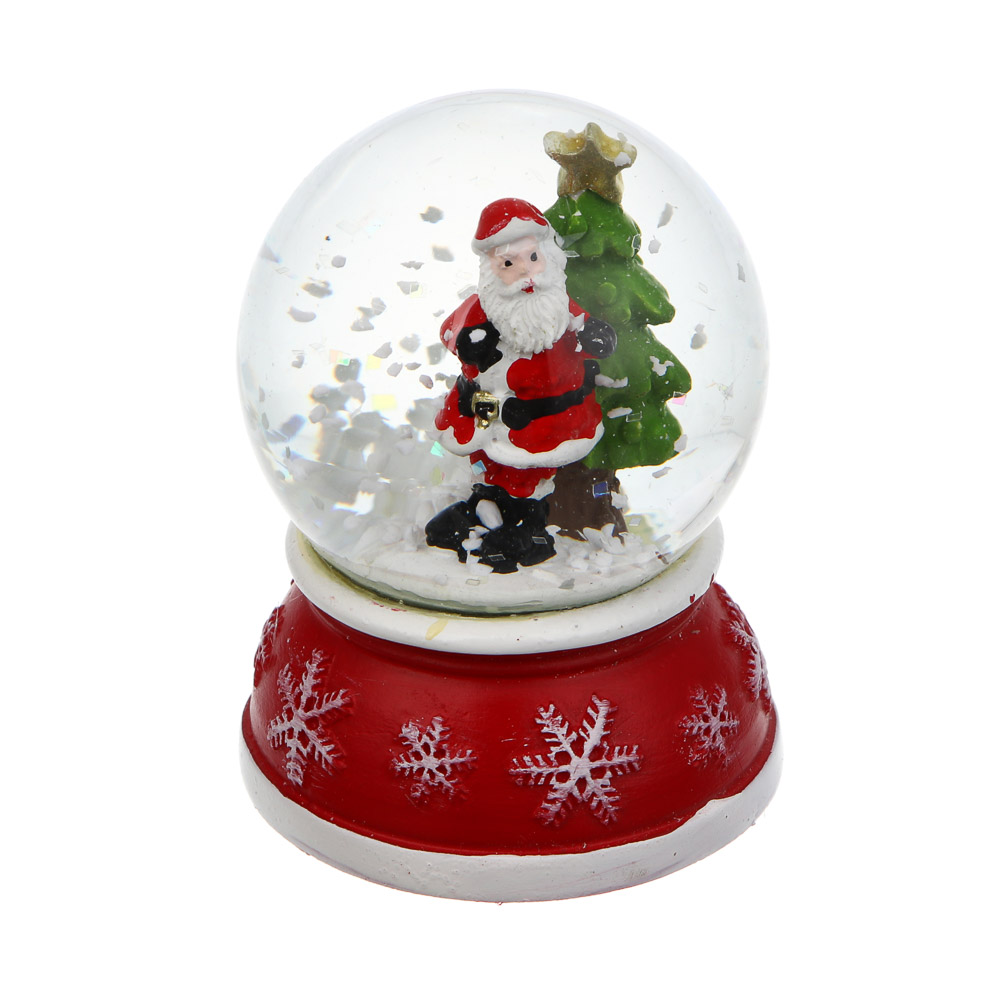 СНОУ БУМ Снежный шар Дед Мороз с елкой 4,7x6,1 см, полистоун, стекло, арт.№ 770-100