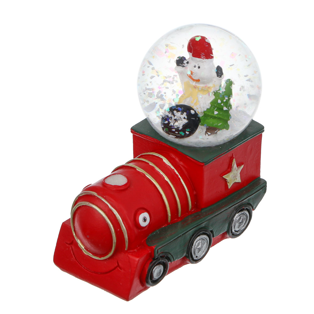 СНОУ БУМ Снежный шар Поезд 7,7x7,7 см, полистоун, стекло, арт.№ 770-103