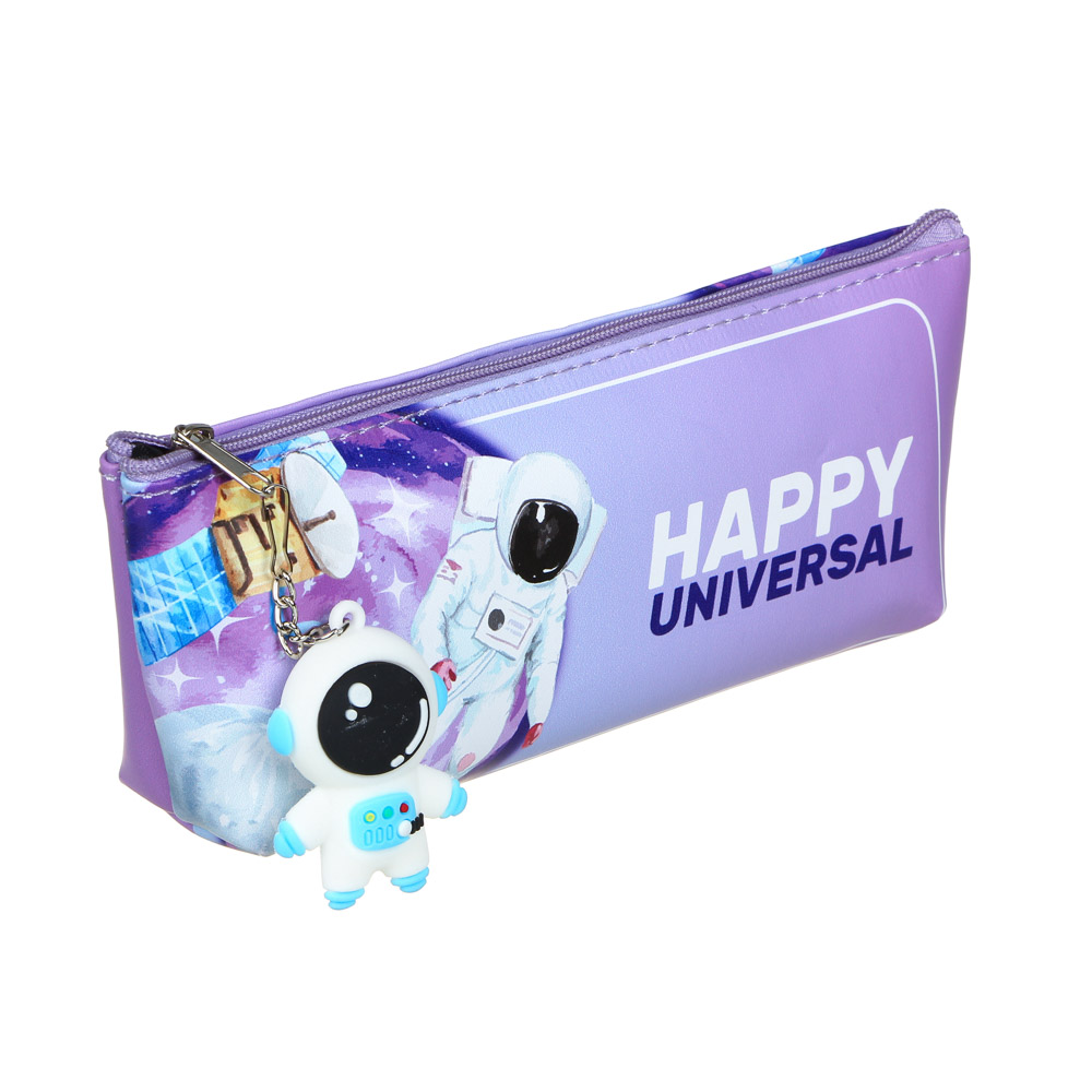 Пенал треугольный, 21х8х4,5см, иск.кожа с печатью "Космос/Милитари", брелок, 4 дизайна, ПВХ бокс, арт.№ 238-327