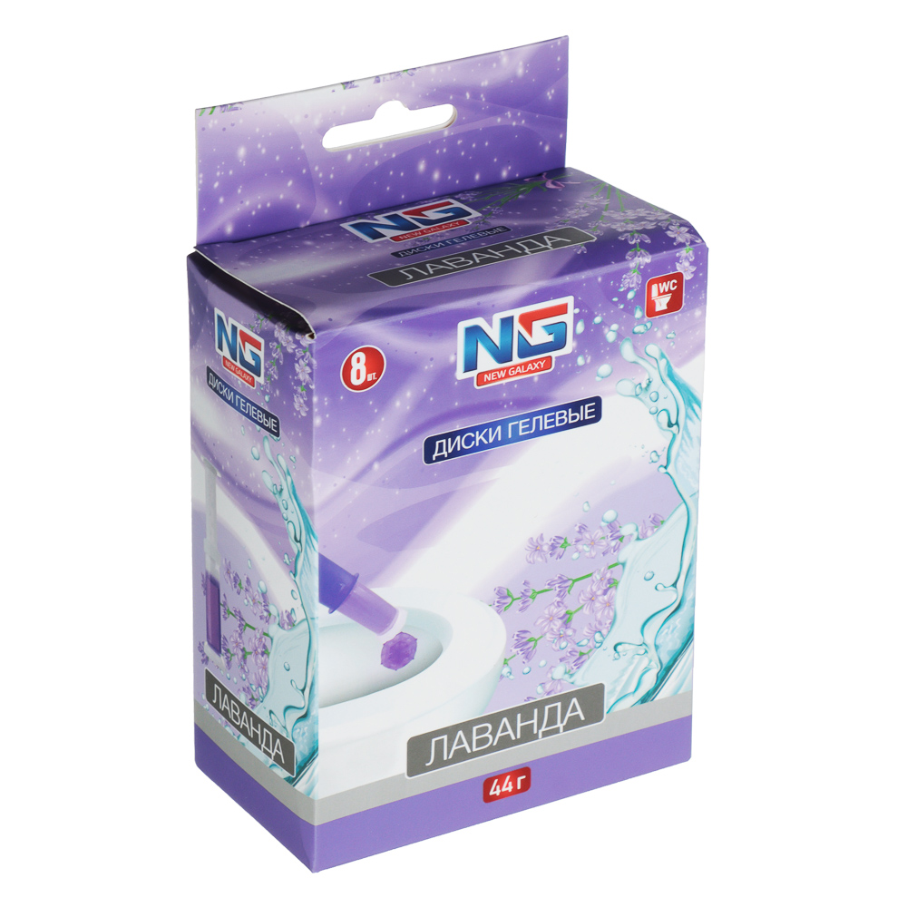 NEW GALAXY Диски гелевые для унитаза 44 гр., шприц, океанская свежесть, лимон, свежесть леса, лаванд, арт.№ 778-091