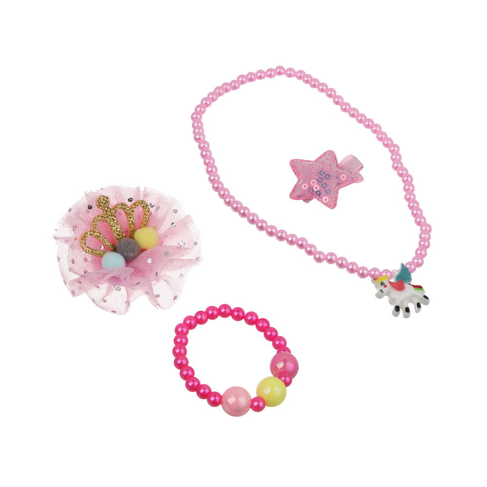 ИГРОЛЕНД Набор бижутерии в боксе "Единорожка" 2 пред., 6,5х12 см, ABS, металл, текстиль, 2 вида, арт.№ 294-236