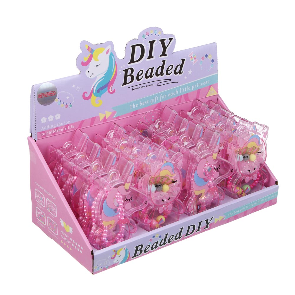 ИГРОЛЕНД Набор бижутерии в боксе "Единорожка" 2 пред., 6,5х12 см, ABS, металл, текстиль, 2 вида, арт.№ 294-236