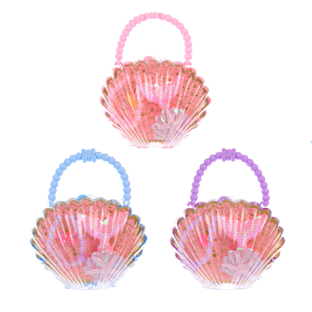 ИГРОЛЕНД Набор бижутерии в сумочке "Ракушка" 3 пред., 13х16 см, пластик, металл, текстиль, арт.№ 294-237