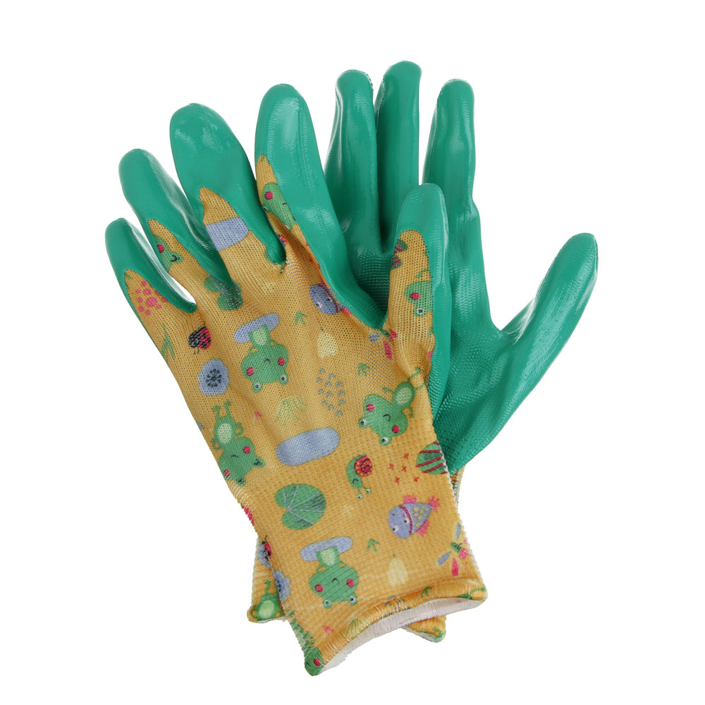INBLOOM Перчатки садовые, с нитриловым полуобливом, полиэстер, р.6, 20,5см, 27г, разноцветные, арт.№ 180-031